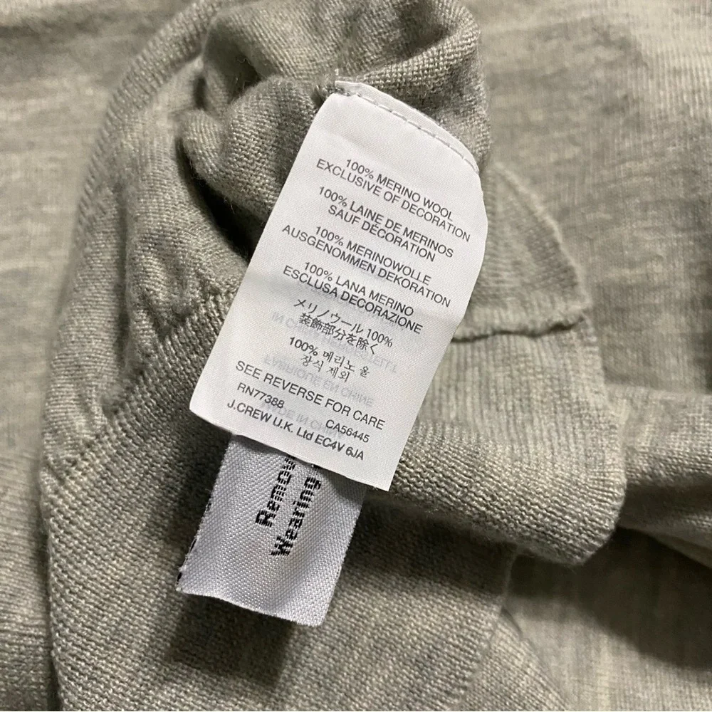 J Crew Gray 100% Merino Wool Exclamation Point Tippi 3/4 Sleeve Sweater